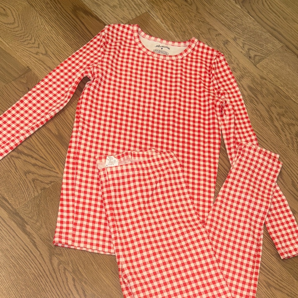 Red Gingham Kids Long-Sleeve Pajama Set